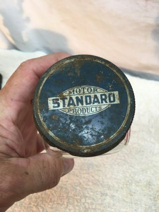 Vintage Standard Oil Parts,  Oil Glass Jar With Lid Pint Jar Gas Service Station