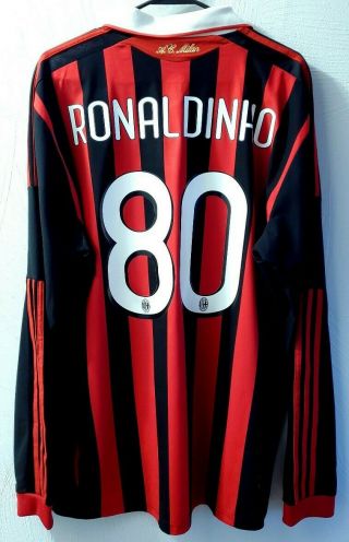 Adidas Ronaldinho Ac Milan 09/10 Ls Home Jersey / Shirt - (size Xl)