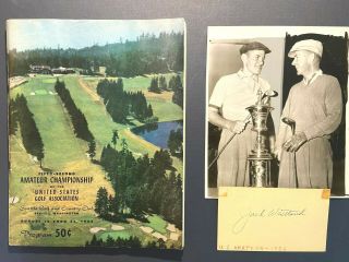 1952 Us Amateur Golf - Program,  Wire Photo And Autograph Of Winner