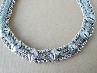vintage WHITING and DAVIS chunky silver toned necklace 2