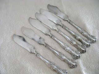 6 Roger Bros 1847 Silver - Plate Xs Triple 1904 Vintage Grapes Butter Knives 61/4 "