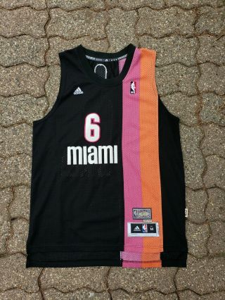 Lebron James Miami Heat Adidas Jersey Mens Medium Hardwood Classics Black Pink