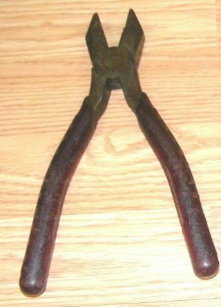 Vintage M.  Klein & Sons Red Handle 9 " Long Linemans Pliers - Chicago,  Usa Read