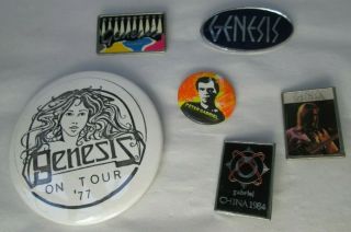 Genesis Peter Gabriel Vintage 6 X 1970s & 80s Badges Pins Buttons Prog Rock