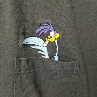 Vtg 1994 Looney Tunes Roadrunner Wile E Coyote ACME Warner Embroidered Sz L 2