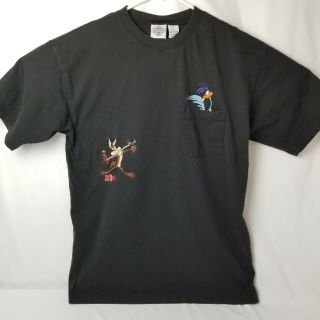 Vtg 1994 Looney Tunes Roadrunner Wile E Coyote ACME Warner Embroidered Sz L 3