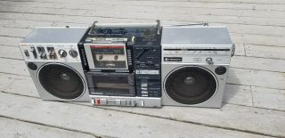 Vintage Hitachi Trk - W1 Am/fm/ Double Cassette Deck Boombox