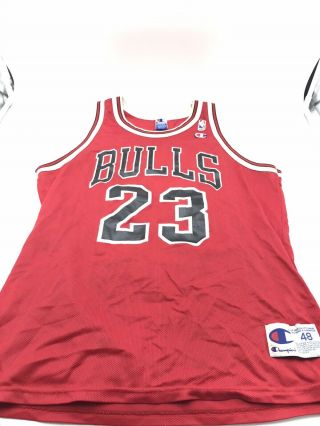 Vintage Michael Jordan 23 Chicago Bulls Red Champion Jersey 44 Large Last Dance