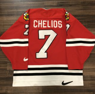 Vintage Nike Chicago Blackhawks Chris Chelios Nhl Hockey Jersey 1997 Red Large L