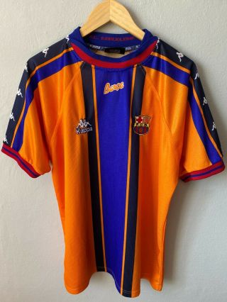 Barcelona Fc Kappa Vintage Football Shirt Away 1997/1998 Jersey Men Size L