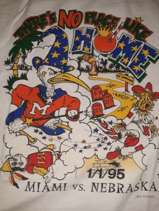 Miami Hurricanes Vintage 1995 Orange Bowl T - Shirt Size Xl 