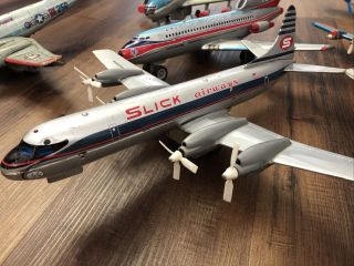 Vtg Marx Toys Line Mar Tin Battery Airplane Slick Airways Canadair N602sa Japan