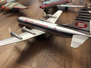 VTG Marx Toys Line Mar Tin Battery Airplane Slick Airways Canadair N602SA Japan 2