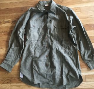 Vintage Us Army Wwii Standard Issue Button Field Jacket Shirt Size 15 - 1/2 - 33