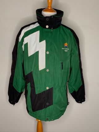 Marker Men’s 2002 Salt Lake City Utah Winter Olympics Jacket Ski Coat Green Sz L