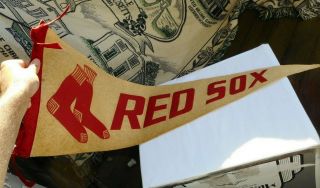 RARE Vintage 1940 ' s Boston Red Sox Pennant Flag Sign Keezer 30 
