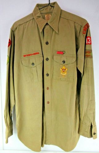 Vintage Official Boy Scouts Of America Uniform Shirt Old Label W/logo Adult