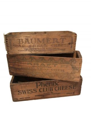 Vintage Wooden Cheese Boxes,  3