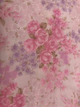 Vintage 60s 70s Sheer Fabric Romantic Pink White Paint Polyester 6 Yards Drape