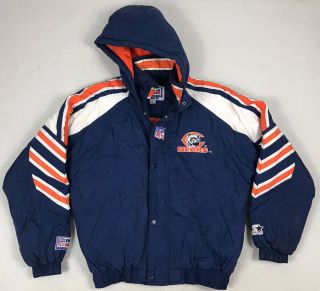 Vintage 80s 90s Chicago Bears Starter Jacket Xl Pro Line Nfl Hooded Winter Coat