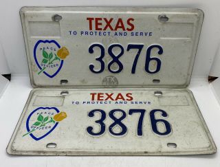 Vintage Matching Set Of Texas Peace Officer Police Policeman license Plates 3876 2