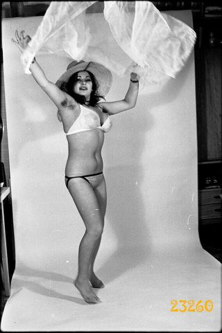Sexy Girl Dancing W Veil,  1970s Vintage Fine Art Negative