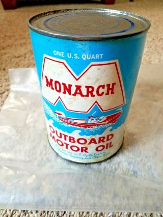Vintage Monarch Outboard Empty Quart Motor Oil Can