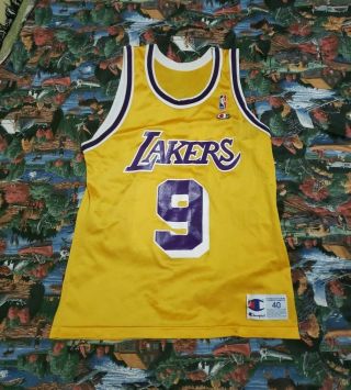 Vintage 90s Champion Nba Los Angeles Lakers Nick Van Exel Jersey 40 Mens M