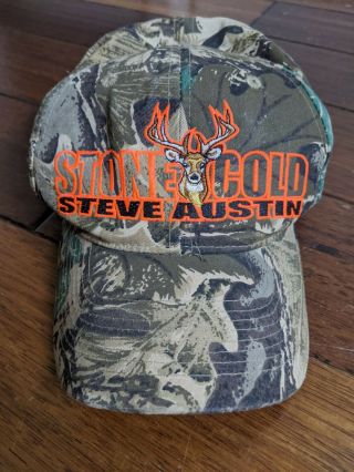 Vintage Stone Cold Steve Austin Hat Snapback Camo Buck Deer Wwf 90s