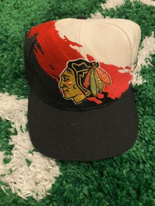 Vintage Chicago Blackhawks Logo Athletic Splash Snapback Hat