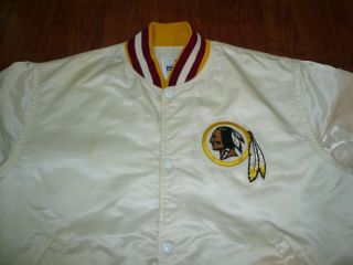 Washington Redskins Vintage STARTER Satin Jacket Coat MENS SZ LARGE Rare White 3
