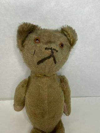 Vintage Plush Teddy Bear Worn Brown Button Eyes & Legs Swivel Sewn Patches
