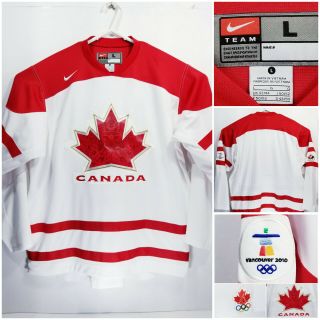 Nike Team Canada Hockey Vancouver 2010 Olympics Mens Large Jersey White