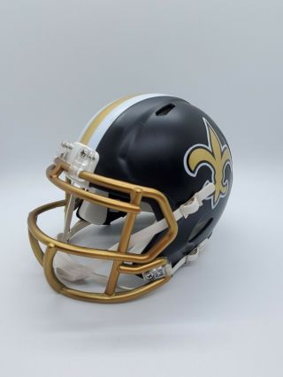 Orleans Saints Blaze Mini Football Helmet Riddell Hard To Find Black Matte