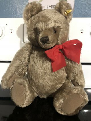 Vintage Steiff 0202/41 16 " Jointed Teddy Bear With A Red Bow And Tags