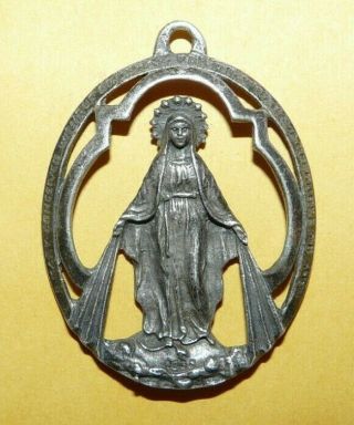 Vintage Religious Signed " Weston " Sterling Silver Miraculous Mother Mary Pendant