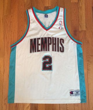 Rare Vintage Champion Jason Williams 2 Memphis Grizzlies White Jersey Size 48xl