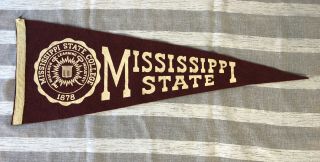 Vintage Mississippi State Bulldogs 1950s Felt Pennant Large 29.  75 X 10.  75 Wow