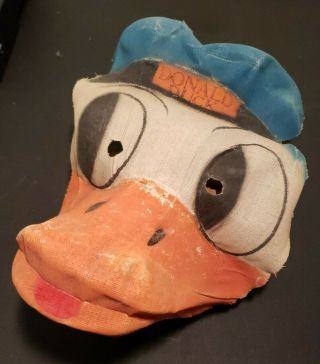 Antique/vintage Donald Duck Fabric Halloween Mask Stamped Walt Disney Fishbach