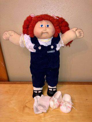 Vintage Cabbage Patch Kid 16” Cpk Doll Red Hair Blue Eyes Braids Tooth