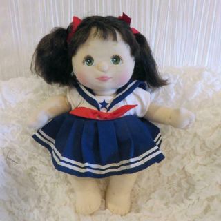 Adorable Vintage1985 Mattel My Child Baby Doll With Dark Hair And Green Eyes
