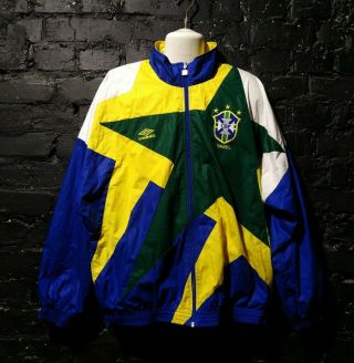 Brazil Rare Vintage 1990s Umbro Zip Up Jacket Multicolor Mens Size L