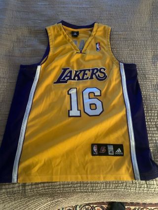 Pau Gasol Authentic Lakers Jersey Rare Sz 48 Adidas Xl Kobe Bryant James