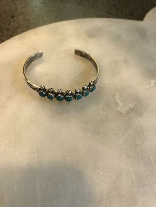 Vintage Native American Sterling Silver And Turquoise Child 