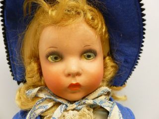 Vintage Doll Bisque Hand Painted Blue Eyes Clothes Little Bo Peep
