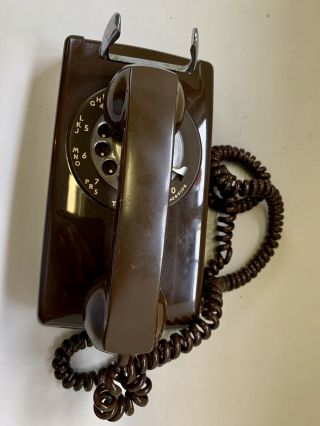 Vintage Chocolate Brown Rotary Dial Wall Mount Itt Telephone 1972