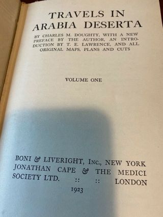Doughty Travels In Arabia Deserta (1923 Edition) 2 Vols.  Saudi Arabia