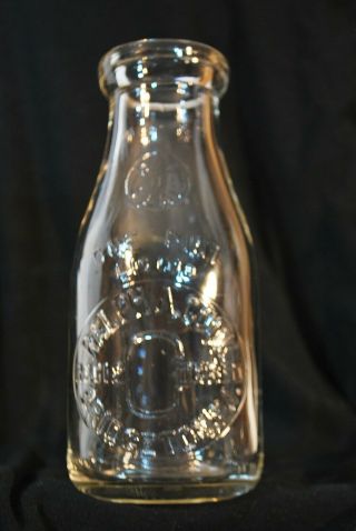 Vintage Ralph A.  Cook Dairy Milk Farm Glass Bottle Bridgeton,  Ri Embossed Pint