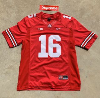 Nike Ohio State Buckeyes Jt Barrett Red 16 Jersey Size Large Authentic