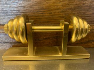 Vintage Sculpture Dumbbell Solid Brass Desk Paper Weight Lifting Executive